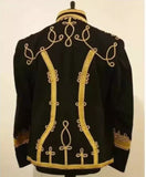 Men's Black Military Uniform Napoleonic Tunic Pelisse Jimi Hendrix Hussar Jacket