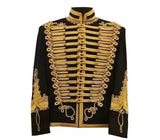 Men's Black Military Uniform Napoleonic Tunic Pelisse Jimi Hendrix Hussar Jacket