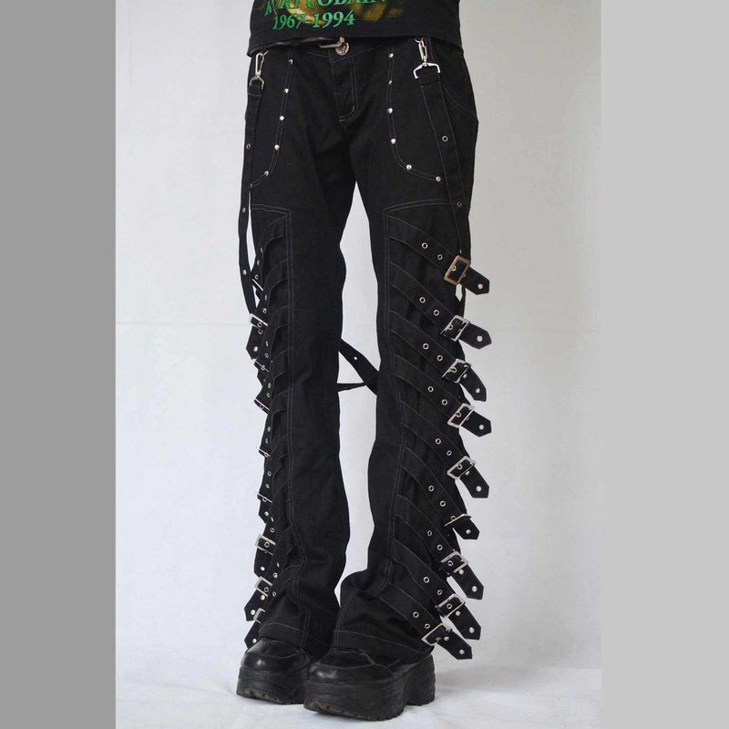 EMO Straps Pant Gothic Bondage Cyber Trouser Black Women Punk