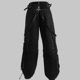 Men Gothic Cyber Trouser Bondage Pant Punk Metal Studs Shorts & Trouser Pant