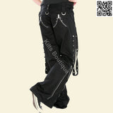 EMO Straps Pant Gothic Bondage Cyber Trouser Black Women Punk