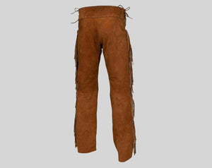 Native American Handmade cowboy style Fringe Beaded Suede Leather Pant