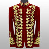 Men Velvet Jacket Military Gold Braided Jacket Hussar Velvet Jacket