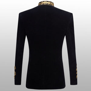 Men Velvet  Military Gold Braided Jacket Hussar Jacket