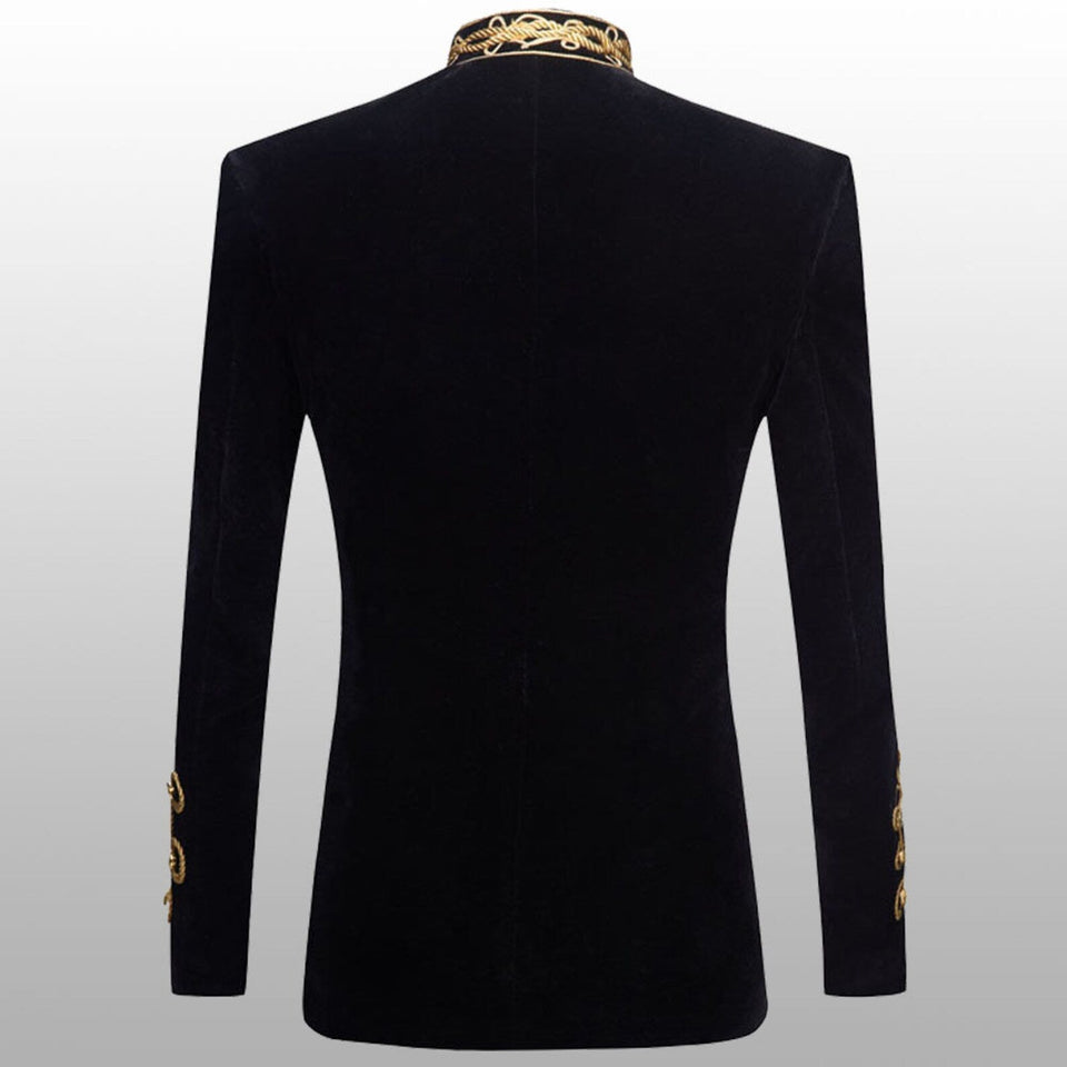 Men Velvet  Military Gold Braided Jacket Hussar Jacket