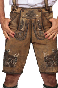 Trachten Short Lederhosen Shaded Wild Brown Leather Oktoberfest