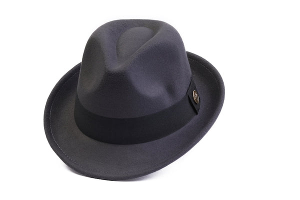 Dark Gray Fedora Polar Fleece Hat, Man Winter Hat, Stiff Fedora Hat, Fedora For Men, Short Brim Hat, Vintage Traaditional Hat.