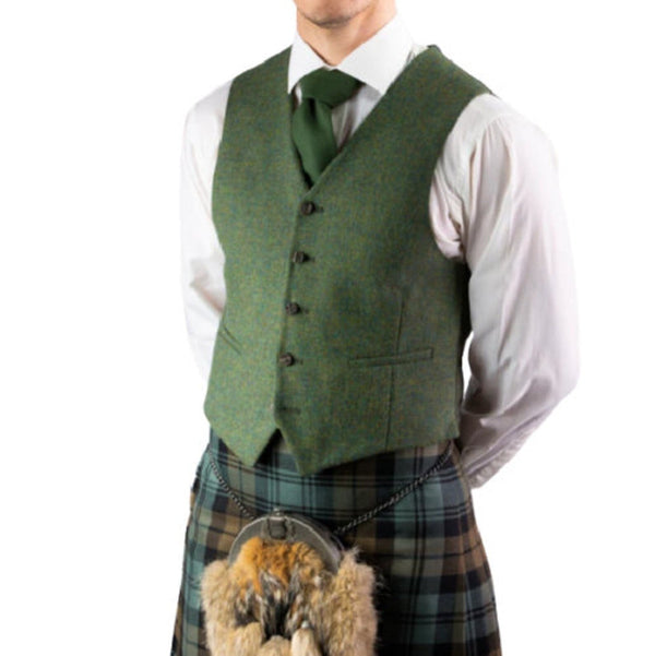 Scottish Lovat Green Wool Kilt Jacket With Waistcoat Men's Highland Traditional Argyle Kilt Jacket Wedding Jackets
