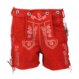 Bavarian Women Lederhosen Suede Leather Short Red Oktoberfest