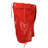 Bavarian Women Lederhosen Suede Leather Short Red Oktoberfest