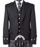 Men’s Black Argyle Kilt Jacket with Vest - Premium Wedding Formalwear for Scottish Highland Outfits