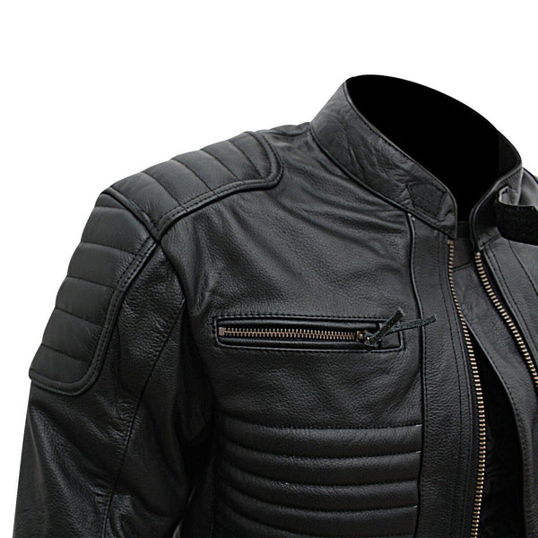 Motorcycle Leather Jacket Motorbike Genuine Black Biker CE Armour Fashion Jacket