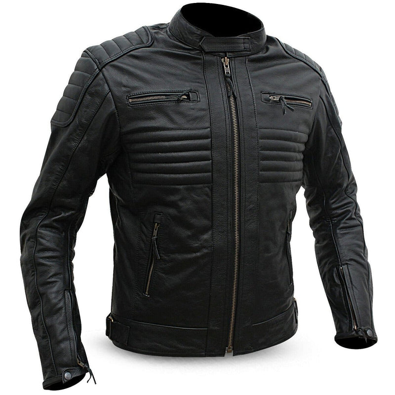 MENS CE ARMOUR MOTORCYCLE MOTORBIKE FASHION COWHIDE LEATHER JACKET