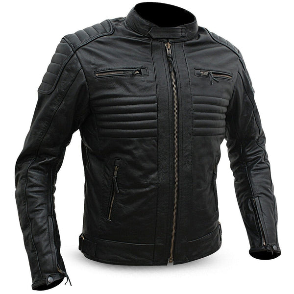 Motorcycle Leather Jacket Motorbike Genuine Black Biker CE Armour Fashion Jacket
