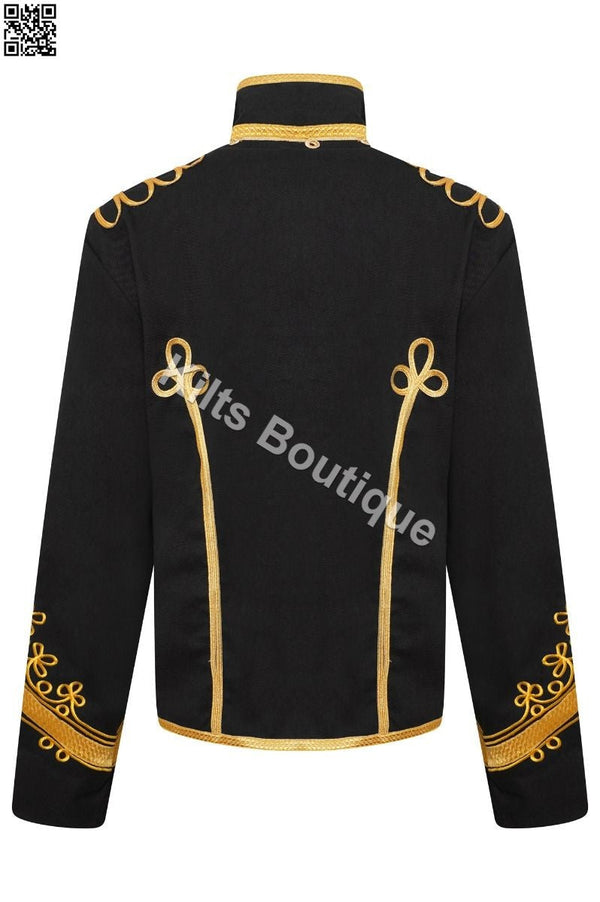 Men's Adam Luxe Military Drummer Black Hussar Jacket, Napoleon Fashion Jacket