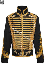 Men's Adam Luxe Military Drummer Black Hussar Jacket, Napoleon Fashion Jacket