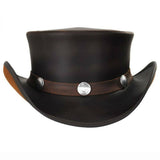 El Dorado Steampunk Deadman Leather Top Hat w/ Buffalo Rider Bull Studs