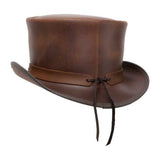 El Dorado Steampunk Deadman Leather Top Hat w/ Buffalo Rider Bull Studs