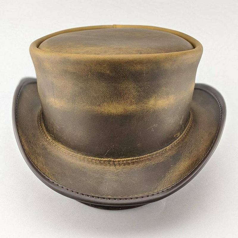 Steampunk Marlow Deadman UN Banded Leather Top Hat Motorcycle Rider Hat