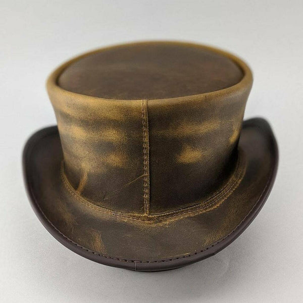 Steampunk Marlow Deadman UN Banded Leather Top Hat Motorcycle Rider Hat