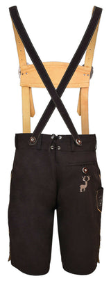 Men's Bavarian Lederhosen Synthetic Leather with Matching Suspenders Shorts