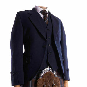 Navy Blue Wool Argyle kilt Jacket & Waistcoat