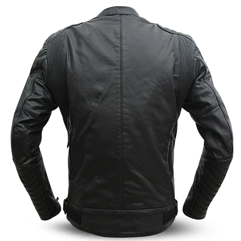 Geniune mens leather motorcycle jacket biker with ce armour