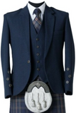 Blue Scottish Kilt Wool Jacket with Waistcoat Mens Wedding Jacket