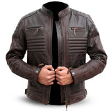 Geniune mens leather motorcycle jacket biker with ce armour