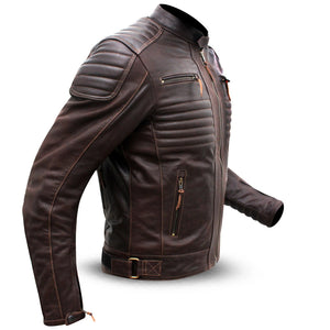 Geniune mens leather motorcycle jacket biker with ce armour