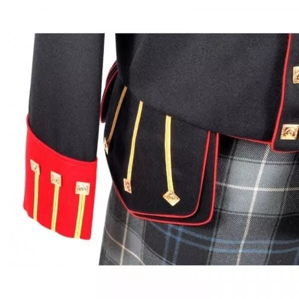 Scottish Men's Doublet Kilt Jacket - Red & Black Military Uniform Doublet for Traditional Highland Wear