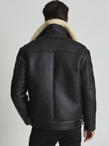 Mens leather jacket Black B3 Flight Sheepskin Shearling Leather jacket