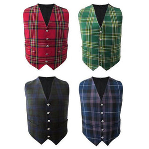 Scottish Men's Formal Tartan Waistcoats / Vests 4 Plaids Fully lined back strap