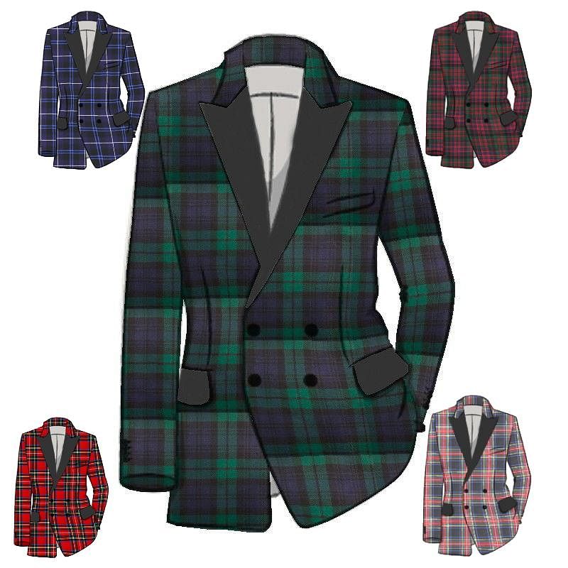 Scottish Men's Tartan Wool Double-breasted Jacket Made To Order