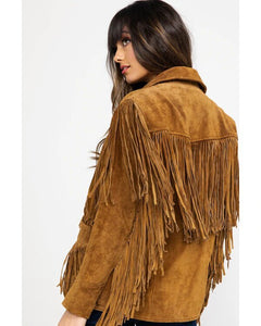 WOMEN SUEDE FRINGE AND LEATHER JACKET