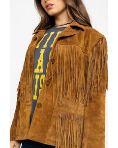 WOMEN SUEDE FRINGE AND LEATHER JACKET