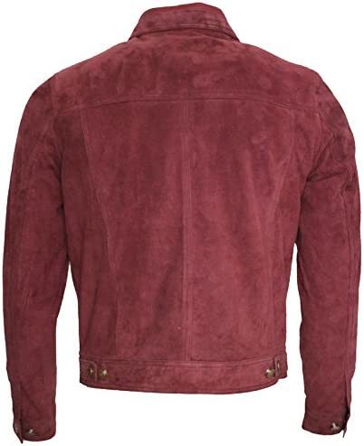 Men's Casual Burgundy Real Leather Shirt