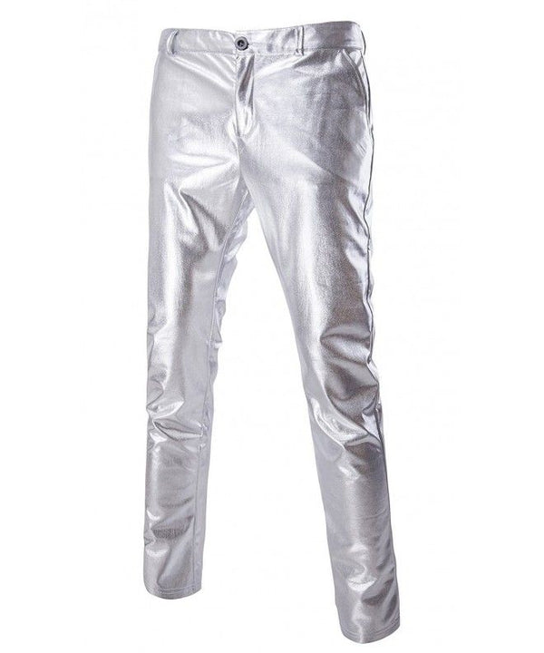 Mens Silver real Leather Pants 501 Jeans Rider Biker Men Trouser 100% natural skin - Fashions Garb