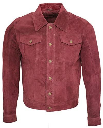 Men's Casual Burgundy Real Leather Shirt