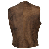 Men's Genuine Brown  Distressed Biker Leather Vest Motorcycle waistcoat