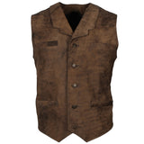 Men's Genuine Brown  Distressed Biker Leather Vest Motorcycle waistcoat