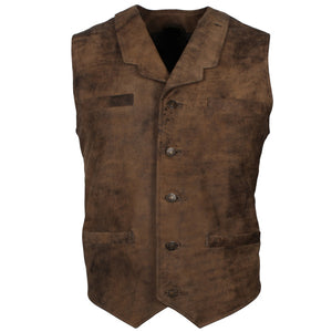 Men's Genuine Brown  Distressed Biker Leather Vest Motorcycle waistcoat