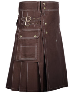 Men's Traditional Fashion Cotton Utility Kilt with Bespoke Stitching