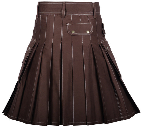 Men's Traditional Fashion Cotton Utility Kilt with Bespoke Stitching