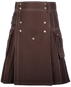 Men's Traditional Fashion Cotton Utility Kilt with Bespoke Stitching