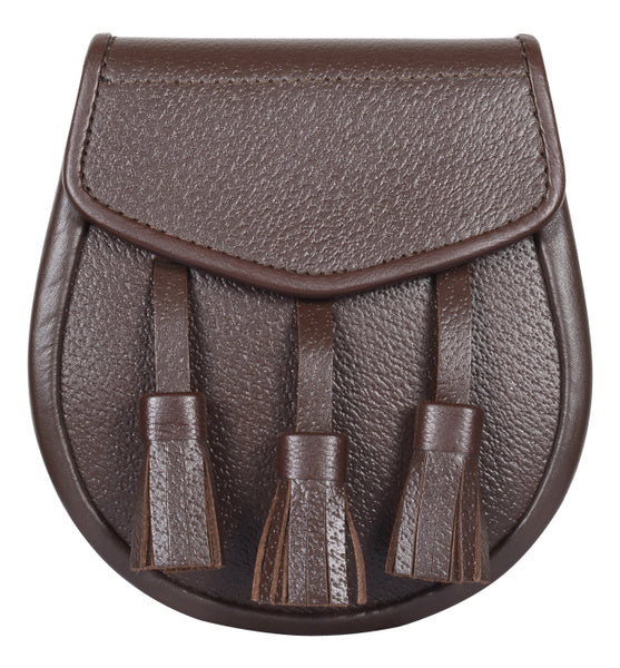Brown  Leather Scottish Kilt Sporran with chain Belt