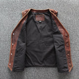 Brown Men American Casual Style Leather Vest