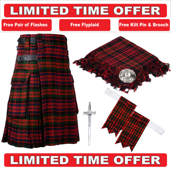 Scottish Men's Macdonald utility Tartan Kilt Package outfit