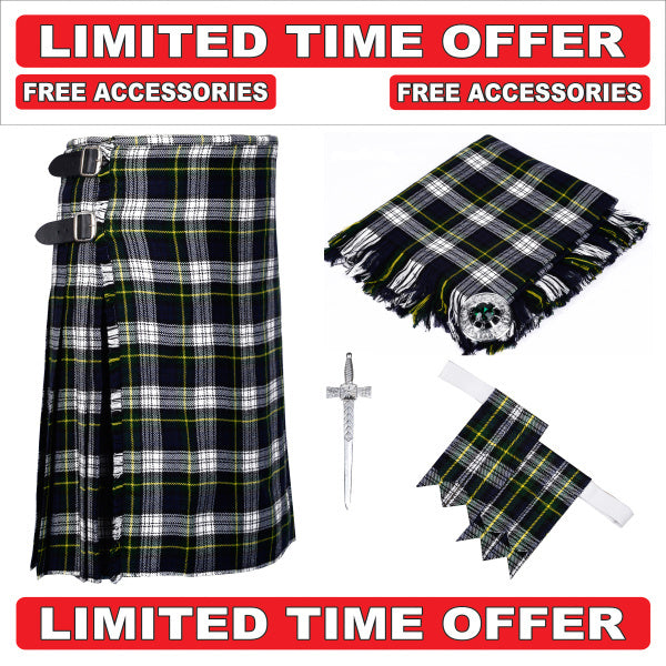 Scottish Men's 8 yard Dress Gorden Tartan Kilt Package outfit