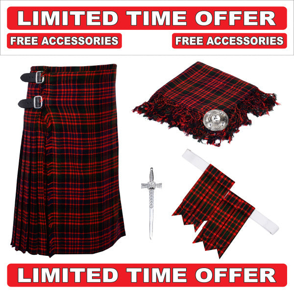 Scottish Men's 8 yard Macdonald Tartan Kilt Package outfit